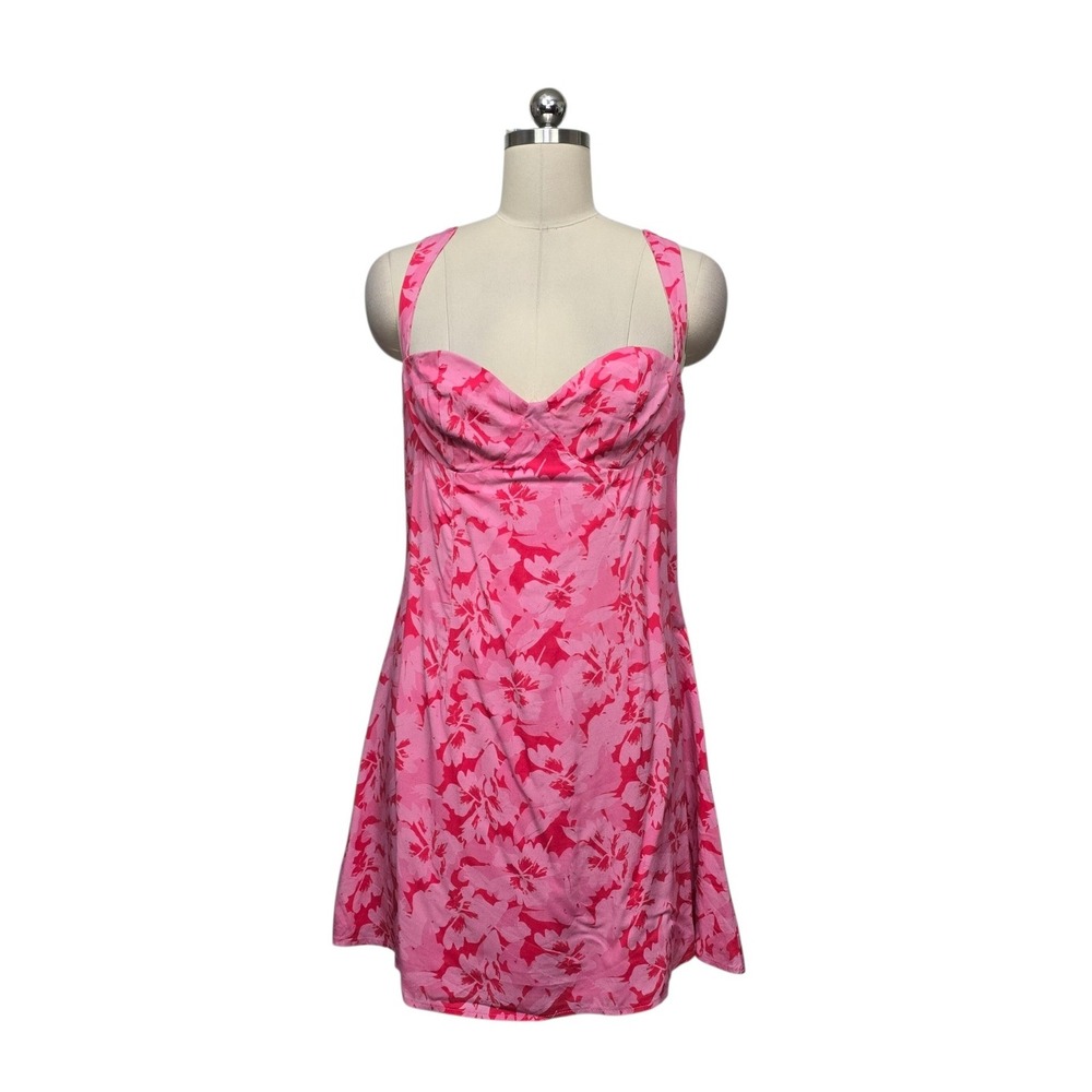 Peppermayo Kiah Bustier Mini Dress Pink Cherry Blossom Floral US Size 10 NWT